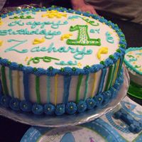 1St Birthday Striped Cake Ok - my son will be 2 in October but I just got all of my photos downloaded from the camera this past weekend! This was my first cake ever...