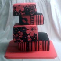 Sweet 18 Fondant covered tiers, 3 yellow cake, 1 chocolate, all with butter cream. Decorations are fondant/gum paste