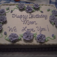 Roses Cake Basic sheet cake with buttercream roses.