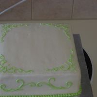 Practice Cake This is a practice cake for my DD's wedding that is coming up in August. I did different scroll work on each side.