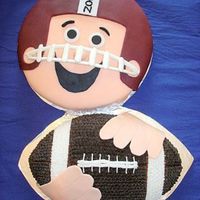Football Player And Football I did this for my son's 9th birthday "football" party - it is an idea off the Wilton website. Player is fondant w/ the face...