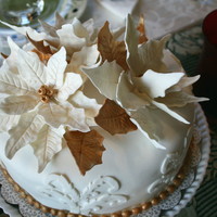 Pointsettia Christmas Cake Christmas Cake with sugar paste white pointsettias.