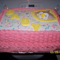 Baby Shower pink basket weave with baby face and pacifer