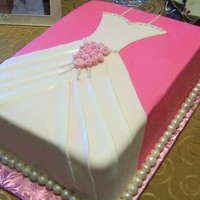 Bridal Shower Bridal Shower cake. Copied someone's idea from cake central. Buttercream base with marshmallow fondant for dress, roses, and pearls.