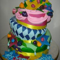 Alice In Wonderland Inspired 18Th Birthday The bottom 2 layers of the cake are pound cake with whipped cream frosting and fresh strawberries. The top layer is a 6" dummy cake....