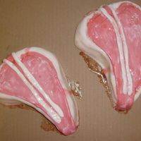 T-Bone Steak Cakes I made these cakes last minute for my father's birthday. They are both stawberry shortcakes (his favorite). Covered in mmf and...