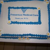1/2 Sheet Cake For Dh Work For Pct Week Patient Care Tech Week at my husbands work. I made two of these for the local clinics. One was Irish Creme and the other was WASC with...