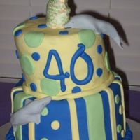 Non-Sensical 40Th Birthday Cake My first attempt at a "whimsical cake". The bunny on top is made out of gum paste and is my interpretation of a Herend figurine....