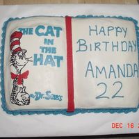 Cat In The Hat Book Cake Book cake pan with Cat in the Hat buttercream transfer.