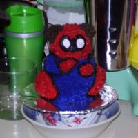 Spider Bear Chocolate cake made in the Mini Bear pan made to go with the Spider Man Cake.