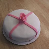 Birthday Present Cake White and Pink fondant
