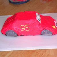 Side View Cars Cake Side view of my Cars cake. Made for a 2 year old so he didn't notice the missing details (i.e.back side windows, lightning, etc).