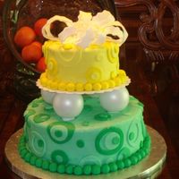 Birthday Bubbles 14 year old's birthday cake done in buttercream with fondant accents. The picture angle makes it look as if it's leaning... not...