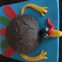 Turkey Alternative this cake is inspired by one on here! it is a chocolate fudge cake with chocolate buttercream icing and fondant accents. So easy and so fun...