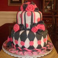 Pink And Black Birthday 20th birthday done in pink and black fondant over buttercream.