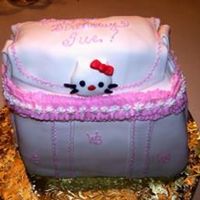 Hello Kitty Purse My very first 3D purse cake. Admittedly, it's a bit crooked but my friend really liked it. She's a huge Hello Kitty fan!