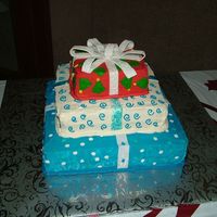 My First Tiered Cake Ever! This cake was for my husband's office holiday party. I used white chocolate butter cream frosting for the middle layer because this...