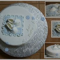 Joao Pedro Se Doopkoek 1st Baptism cake and first time "booties". Got template from the marthastewart.com site. Photo's not great - customer...