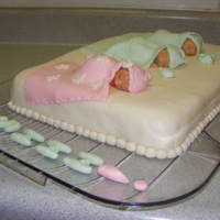 Triplet Shower Cake Marshmallow fondant and marzipan