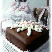 Chocolate Marshmallow Fondant present w/ curly bow