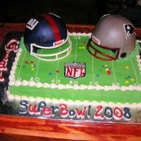 Super Bowl 2008 These helmets were made using rice krispies! Very fun! face guard was gumpaste.