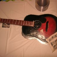 Acustic Guitar Guitar was made for a grooms cake. I used chocolate cake and iced with chocolate frosting. colors were abrushed.
