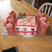 Strawberry Cake Strawberry cake, with cream cheese icing, a layer of strawberry jam in the middle of the two layers, chocolate dipped strawberries