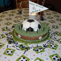 Soccer Cake Cake is chocolate with butter cream frosting. Used 1/2 of Wilton soccer pan