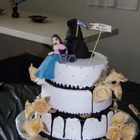 50Th Birthday (Over The Hill) For my mom's 50th! fondant with fondant/GP figures and GP calla lilies. black is thinned royal icing. TFL!