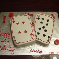 Cards White Cake covered in BC w/chocolate poker chips