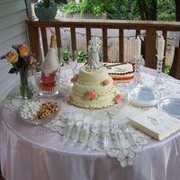 The Big Day! The Big Day finally arrived and I was able to pull off my own wedding cake. Thank goodness I kept it simple. The botom layer was coconut...