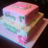 Elephant 1St Birthday Cake Chocolate cake with raspberry filling iced in almond butter cream with fondant details.