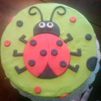 Ladybug double layer 10 inch chocolate cake iced in buttercream with fondant details.