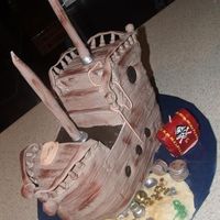 Pirate Ship Cake This cake was 3 layers high...vanilla cake with lemon bc and all fondant ...lots of fun making this cake...got inspiration from debbie...