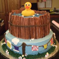 Rubber Ducky Shower Cake Made for a good friends shower. Rubber ducky on top is not edible, everything else is. I made this in her home town and the humidity got to...