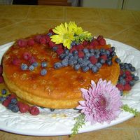 Hawaiian This is one of my first cakes. Its just a regular cake recipe with an orange glaze on top and flowers sprinkled with sugar.