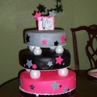 Sweet 16 Cake Bottom cake is strawberry with fresh strawberry filling, middle cake is white cake with lemon filling, top cake is yellow cake with...