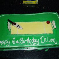 Cricket Field Hand made wickets, bat and ball, jelly crystls for the actual pitch