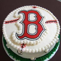 Groom's Cake This is a Boston Red Sox chocolate cake with bavariam cream filling, covered with BC. The "B" I made using FBCT method. Thanks...