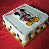 Mickey Mouse Marble chocolate and vanilla cake, with vanilla filling. Covered in BC. Mickey Mouse I made using the frozen BC transfer method. Thanks for...