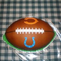Colts And Bears woot woot !! my first super bowl cake!!!!!! all fondant and airbrushed. you cant tell but it was a 3D cake