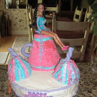 Cheerleader Birthday Party This cake was for my daughters birthday. She designed it and specified colors. We also added another cheerleading barbie across the front....