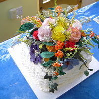 Mums 60Th Flower Basket 1st time for many things on this cake, flowers 1st time made, basket weave never done before and never made so many flowers and pulled...