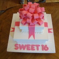 Brooke's Cake Two tier gift box cake for a friends daughter. The mom wanted a cake that would compliment the birthday gift, which was a white jeep with a...