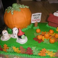 Great Pumpkin this cake was originally done by BEVERLY. I have an aunt who is a huge Snoopy fan, so when we had a weenie roast for all the October...