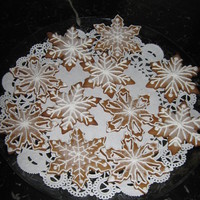 Gingerbread Snowflakes My first attempt at snowflakes. Martha Stewart gingerbread recipe. Royal icing using liquid pasteurized whites. Nonpareil pearls. Dusted...