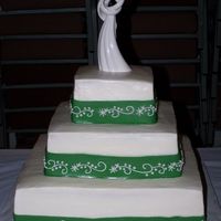 Wedding Colors Were White And Green Green fondant ribbon was decorated to match design on wedding dress