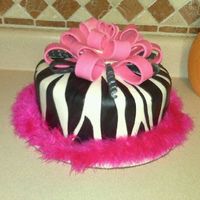 First Zebra Cake Zebra, Black & white, girls, hannah montana, pink, stripes, fondant, fondant bow, bow