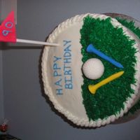 Golf Cake White cake with buttercream icing. Made this for my brother in laws's grandpa who was turning 90.