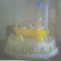 Baby In Tub Picture very blurry. used bc to frost, used fondant for bubbles and shower.